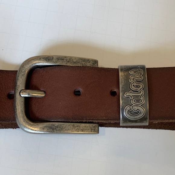 Fossil Brown Leather Gator Belt Size 32 - Picture 2 of 6